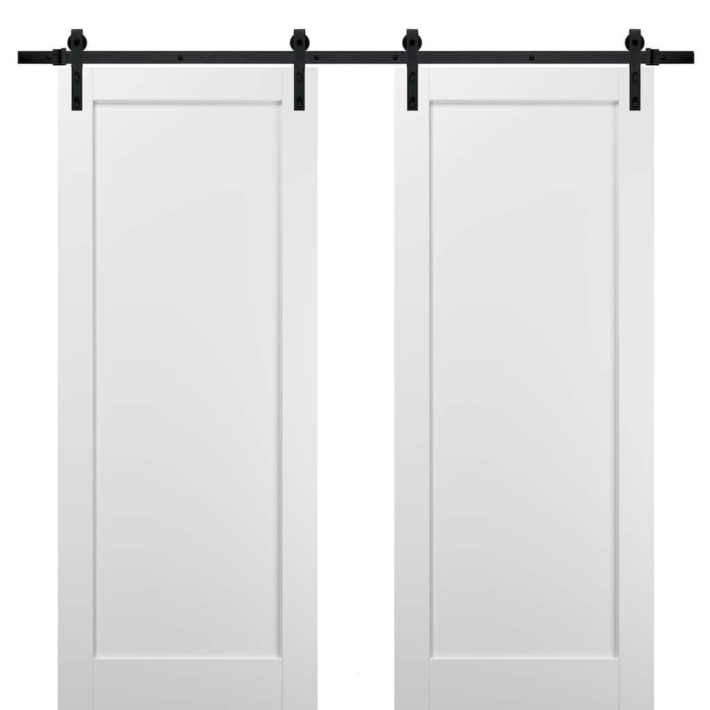 Sliding Double Barn Doors Hardware / Quadro 4111 White Silk