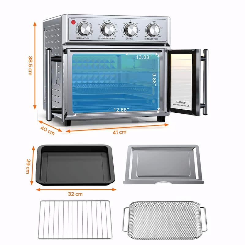 PlumChef 26QT Extra-Large French Double-Door Air Fryer Convection Toaster Oven, 1700W, 7 Preset Menus, 7-in-1 Multi-Function