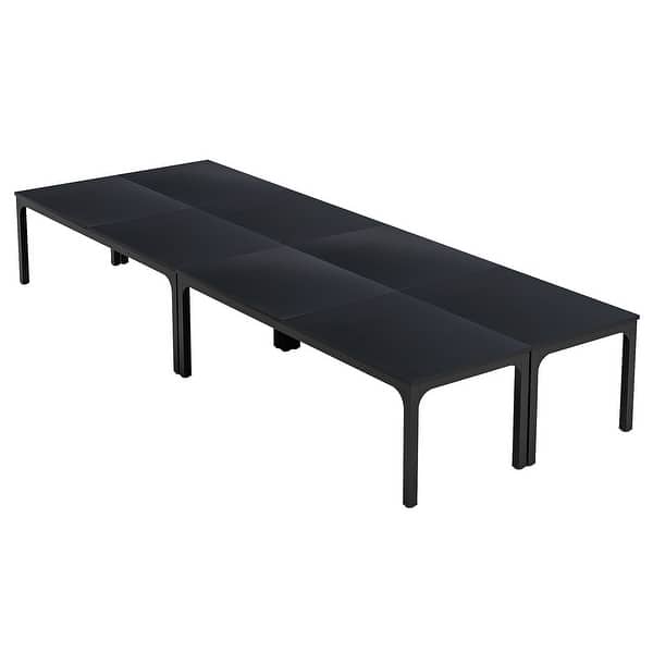 6.5ft Conference Meeting Seminar Business Table Set For 16-20 Person (Set Of 6) - X-Shaped Legs-Brown+Black