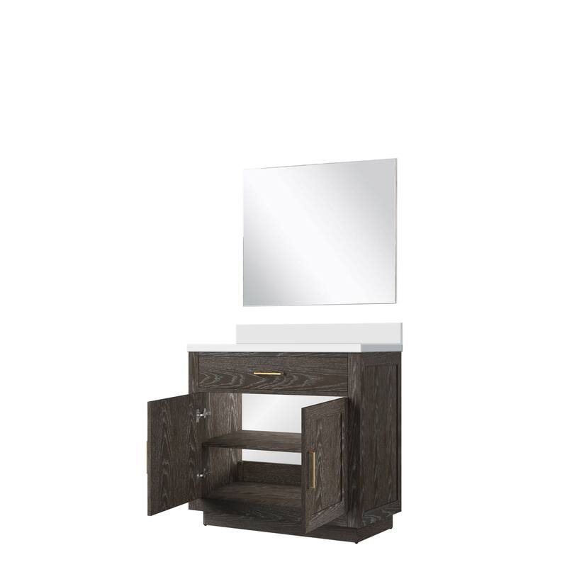 Abbey Bath Vanity with Cultured Marble Top, Sink and Mirror