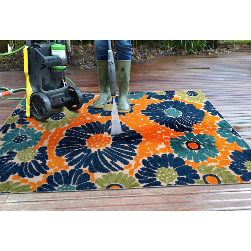 World Rug Gallery Palermo Modern Floral Indoor/Outdoor Area Rug