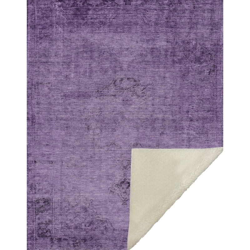 Premium Machine Washable Vintage Traditional Sherpa Throw Blanket