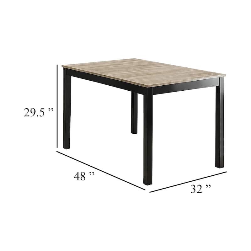 Figu Dining Table, Rectangular 48 Inch Sleek Brown Top, Black Wood Legs - Black, Brown