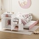 preview thumbnail 10 of 25, Twin Size Wood Platform Bed with Sample Bookshelf and Movable Wardrobe, Multifunctional Bed with Built-in Trundle Bed, White Pink