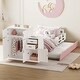 preview thumbnail 21 of 28, With Trundle Bed Wooden Twin Size Platform Bed with Storage Cabinet Pink+White - Twin