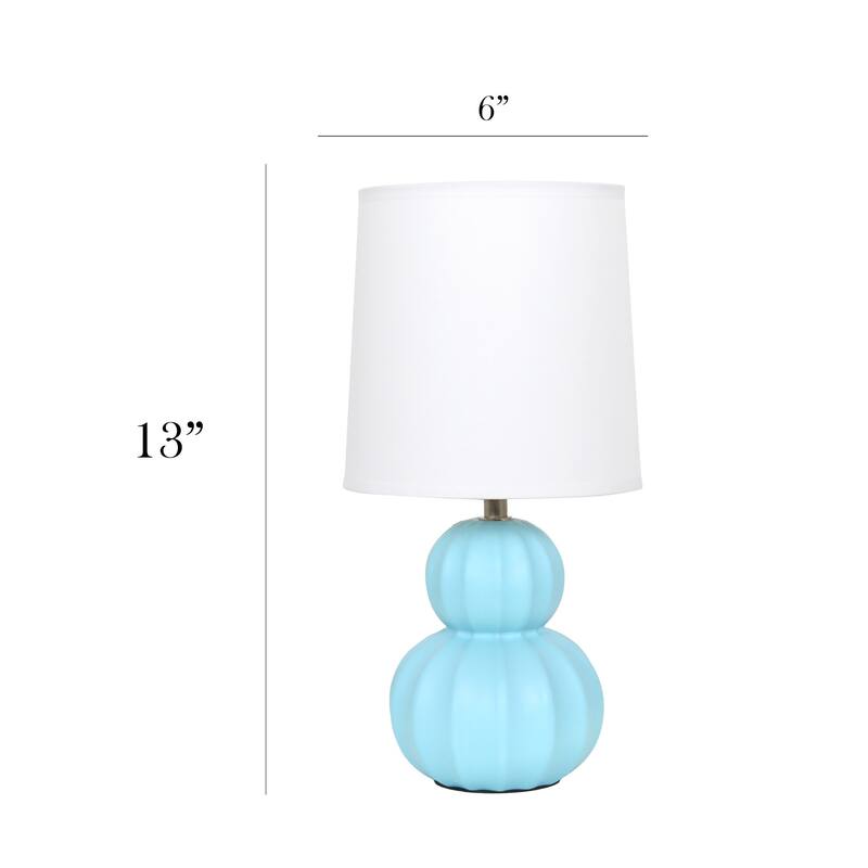 Stacked Double Gourd Ceramic Table Lamp with Tapered Shade - 12.5" - Blue