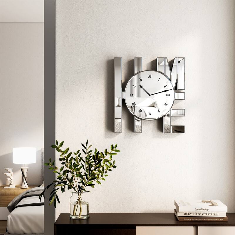Art Letters Mirrored Wall Clock