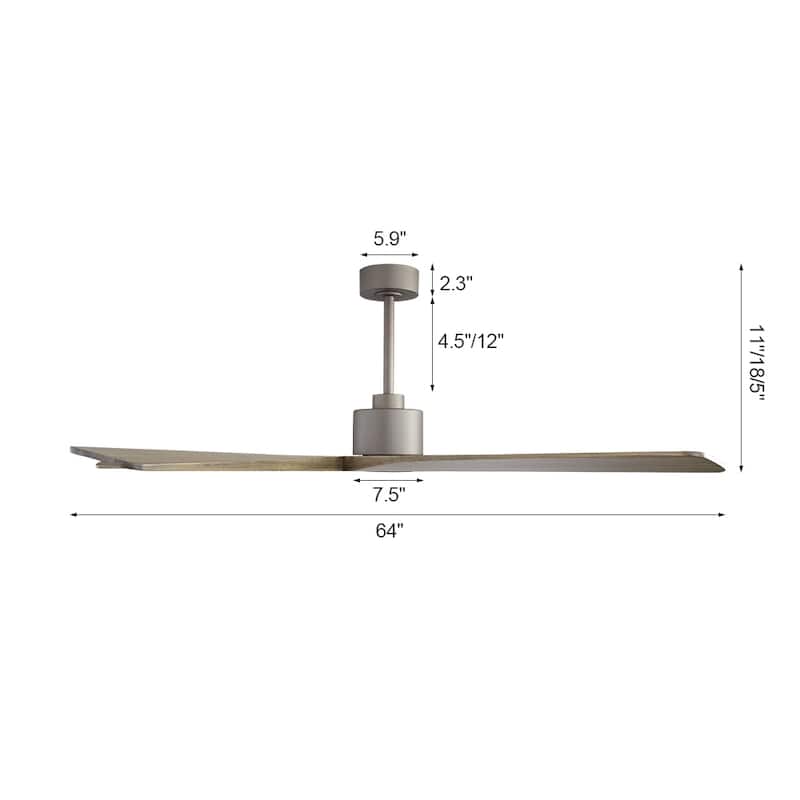 WINGBO 64 Inch DC Motor Indoor Ceiling Fan without Lights - N/A