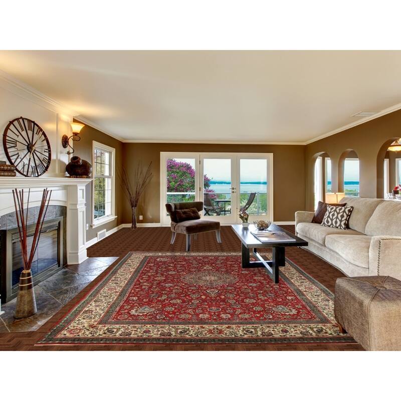 Hand Knotted Oriental 100% Wool Carpet Traditional Floral Red Tabriz Area Rug - 11' 3'' X 8' 1''