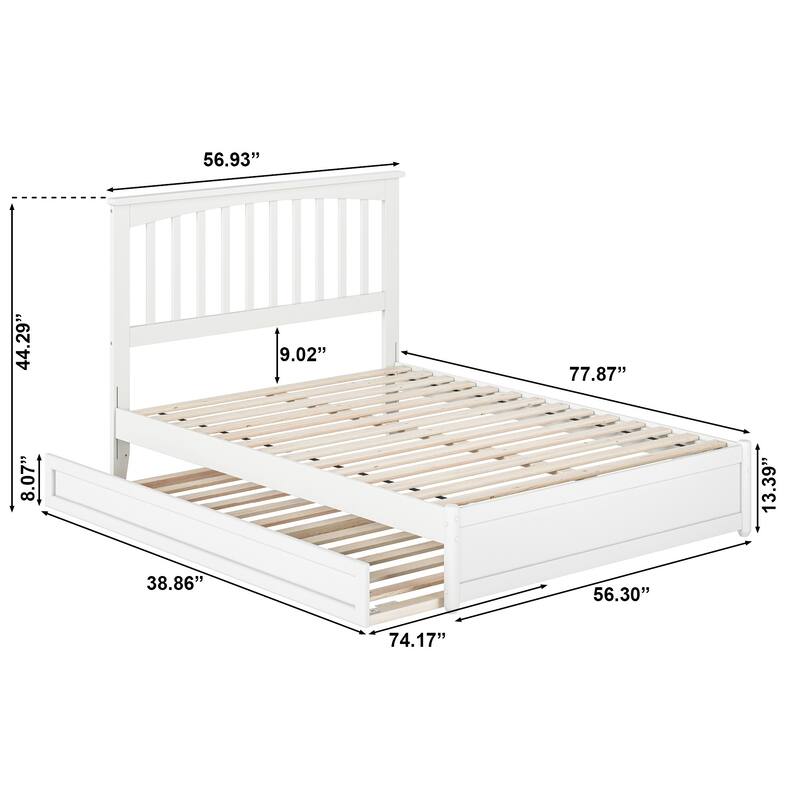 Everett Platform Bed with Panel Footboard and Twin Trundle