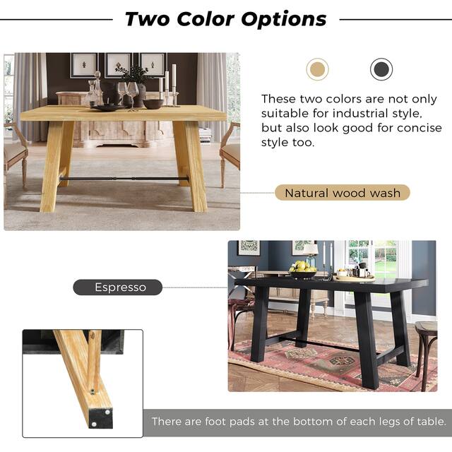 Wood Dining Table, Kitchen Furniture Rectangular Table