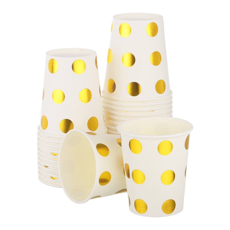 50 Pcs Disposable Paper Cups, 9 OZ Party Decorative Cups for Coffee
