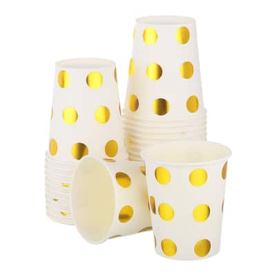 50 Pcs Disposable Paper Cups, 9 OZ Party Decorative Cups for Coffee
