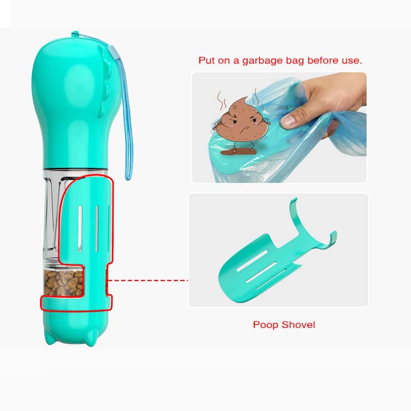 3 in 1 Dog Travel Bottle Set, Drinking Feeder, Food Box and Trash Bag Storage
