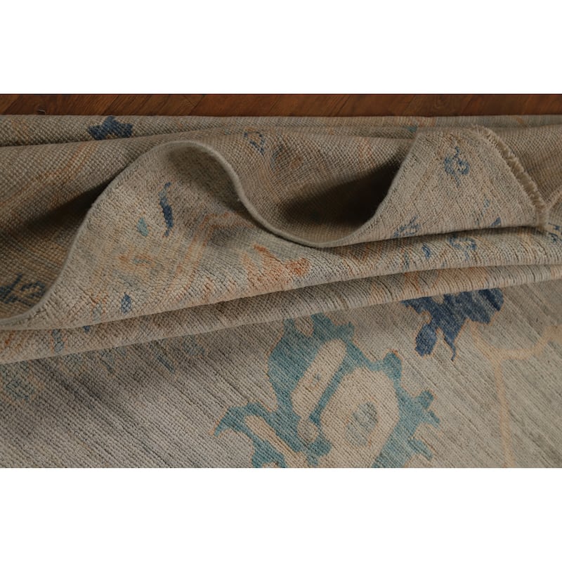 Hand Knotted Oriental 100% Wool Carpet Transitional All-Over Greys & Charcoal Oushak Area Rug - 10' 4'' X 8' 1''