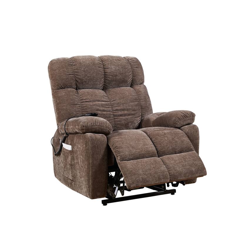 Blue Power Lift Recliner with Dual OKIN Motors, Massage, Lumbar Heating
