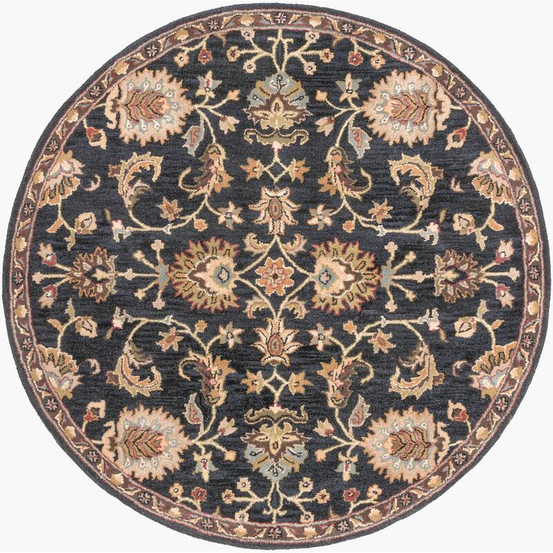 Livabliss Transitional Middleton Floral & Botanical Area Rug - 6' x 6' Round - Black