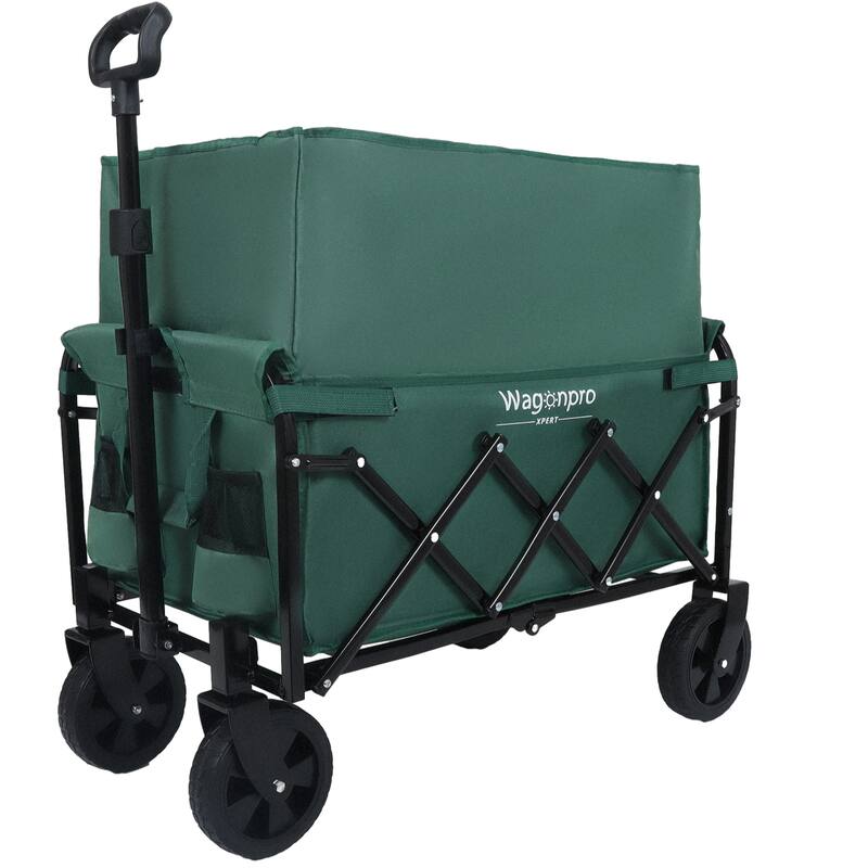 Expandable Dual-Layer Utility Wagon with 100% Extra Space - Grocery Cart for Camping, Shopping, Sports, Gardening, Fishing