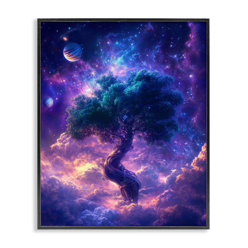 Stupell Tree Of Life Through Clouds Framed Giclee Art Design By Wumples - 11 x 14 - Black