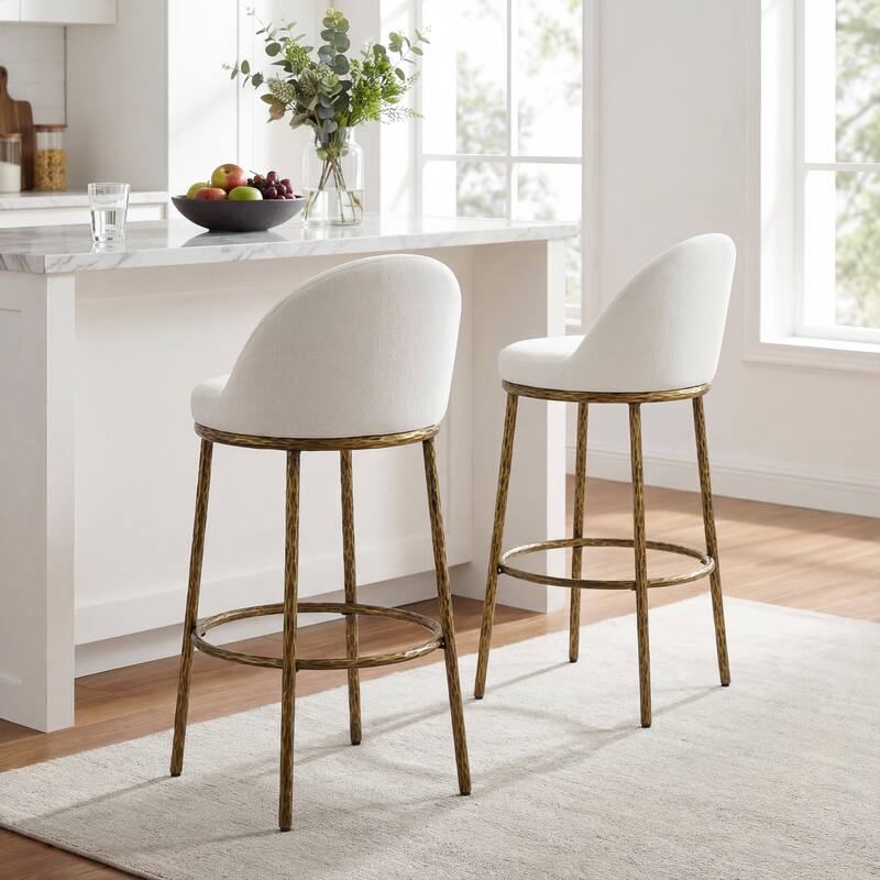 Christopher Knight Home - Altea Modern Upholstered Bar Stool with Forged Metal Legs, Set of 2