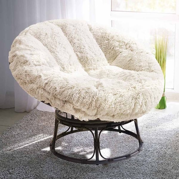 Chair Cushion White Papasan Faux Fur Cover Fur Papasan Cushion