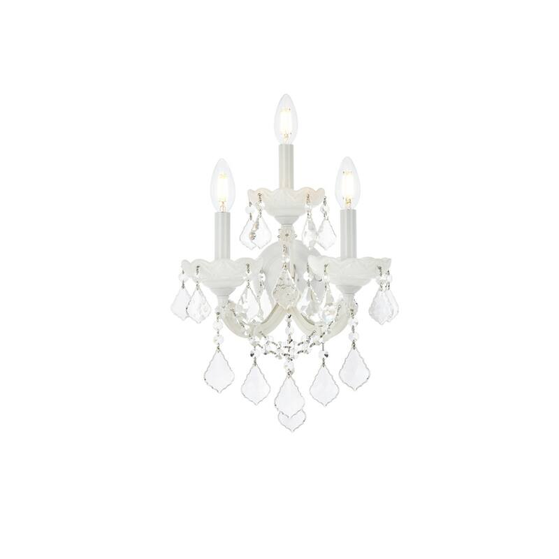 Fleur Illumination Collection Wall Sconce D:12in H:22in E:8.5in Lt:3 White Finish - royal cut crystals/White