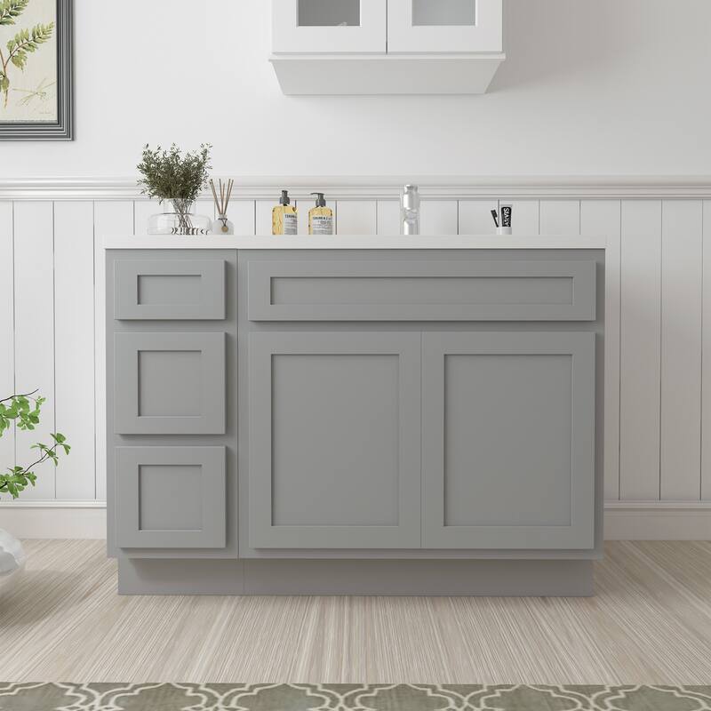Vanity Art 42" Oak Freestanding Bathroom Vanity Cabinet without Top - Grey