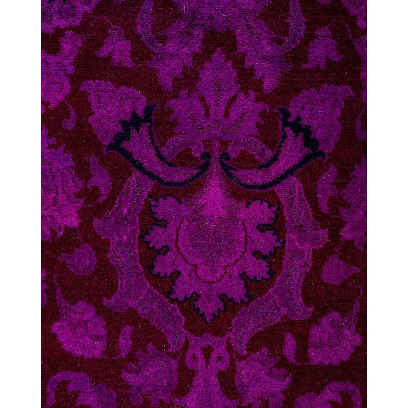 Fine Vibrance One-of-a-Kind Hand-Knotted Runner Rug - Purple, 2' 7" x 12' 9" - 2' 7" x 12' 9"