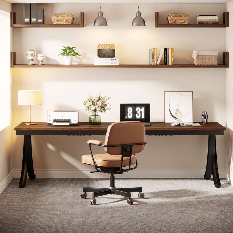 78.74" Extra Long Double Computer Desk with Unique Metal Legs for Home Office