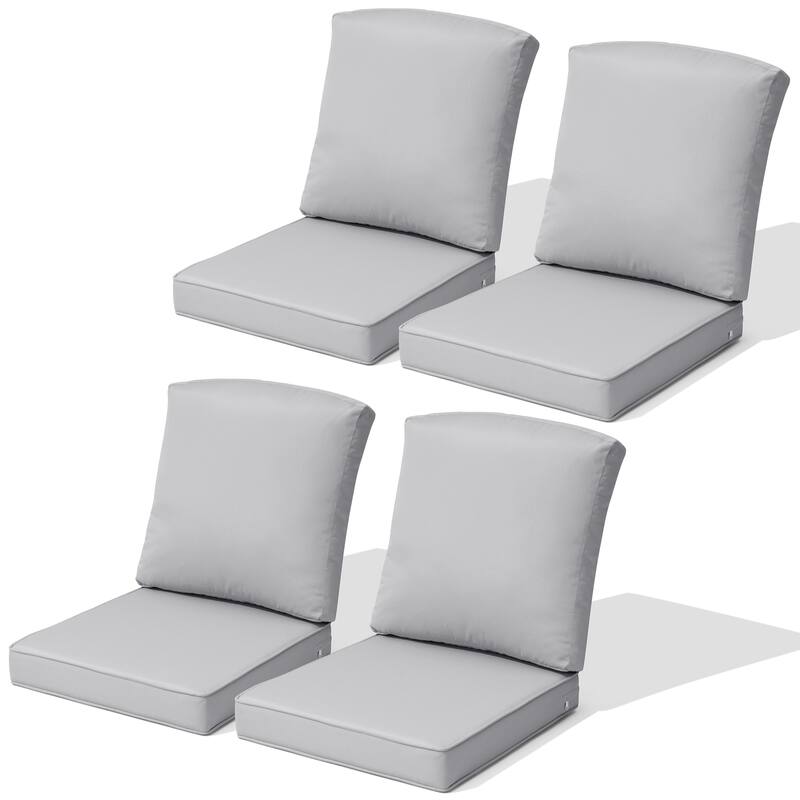 22''D x 21''W x 3.5''T Patio Fabric Outdoor Seat Cushions Set (Seat & Back) - LightGrey - 4PC
