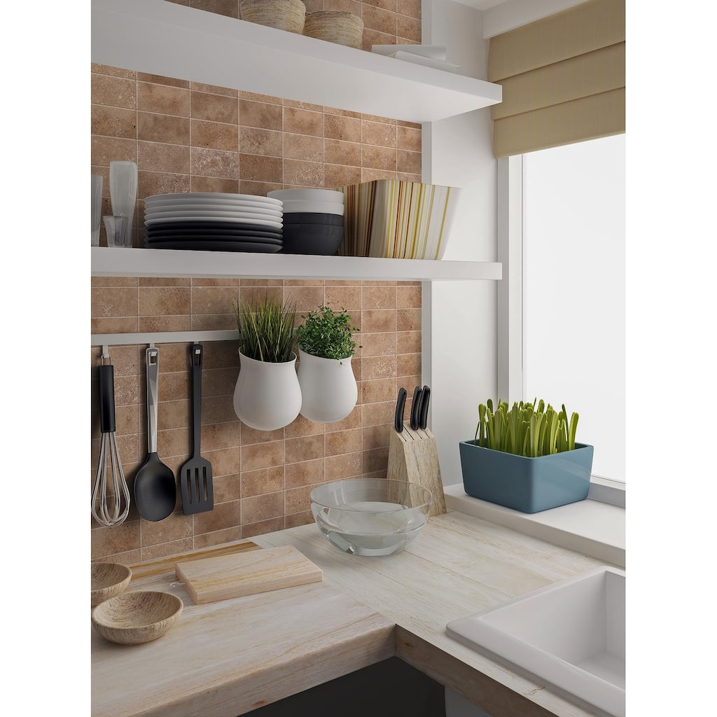 Tuscany Brown Travertine 3" x 6" Tumbled Tile