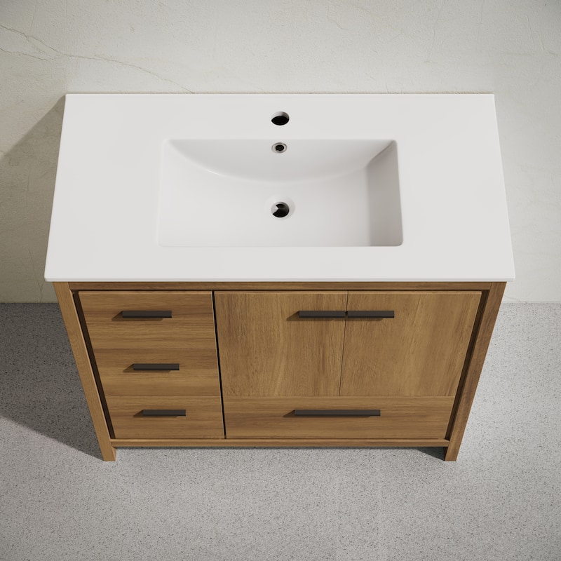 Virage 36" Freestanding Bathroom Vanity In Brown Oak With Sink Top - 36