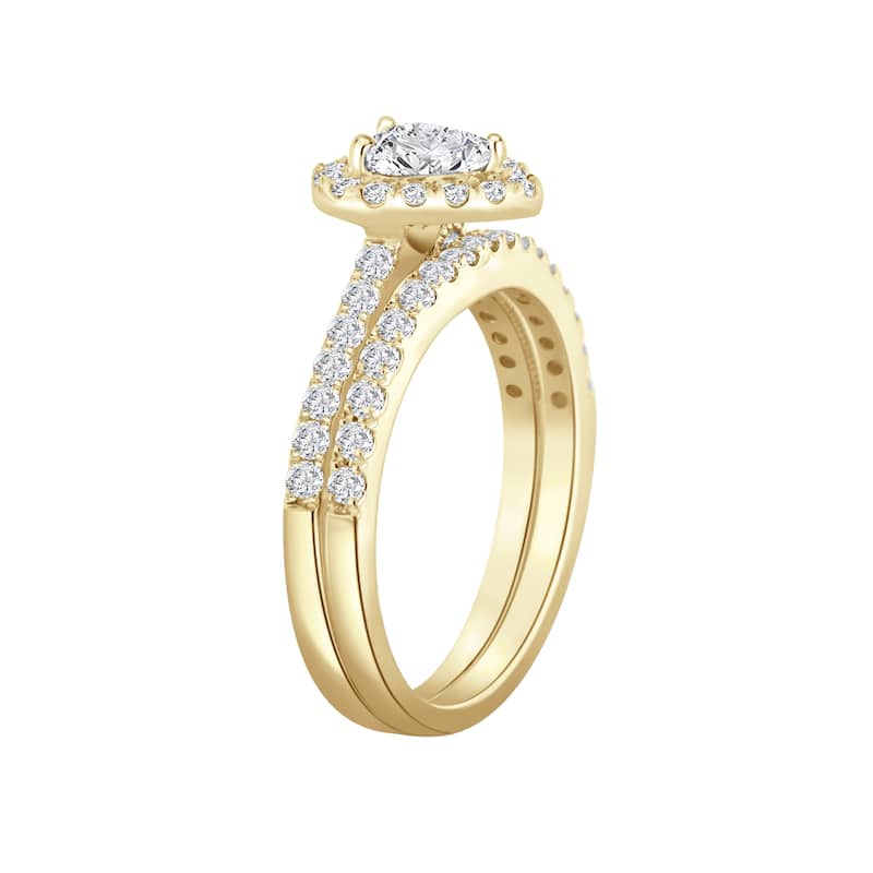 Auriya 1 1/2ctw Heart-cut Halo Diamond Engagement Ring Set 14k Gold