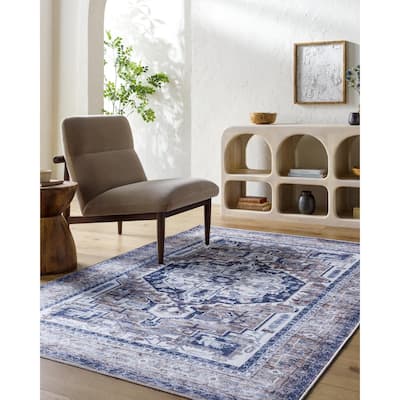 Livabliss Traditional Georgina Medallion Washable Area Rug