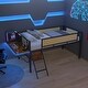 preview thumbnail 57 of 69, Metal Loft Bed with Rectangular Desk, LED lights, Storage Shelves and Hanging Storage Compartments, Safety Guard and Ladder