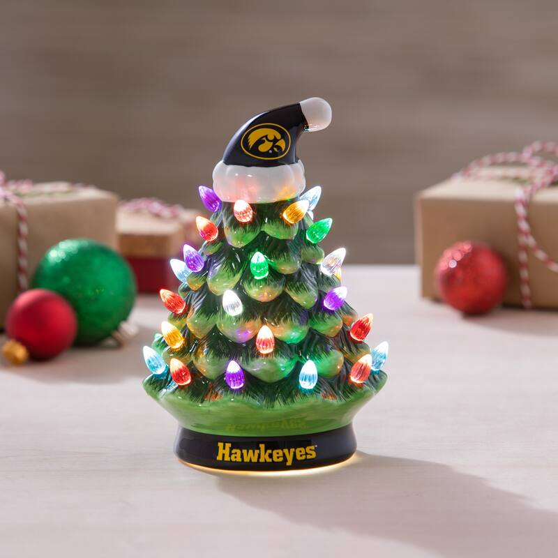 8" LED Ceramic Tabletop Christmas Tree, University of Iowa