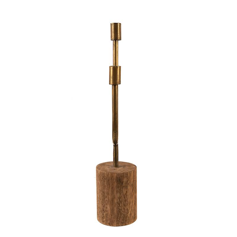 Asymmetrical Wood and Metal Candle Holder