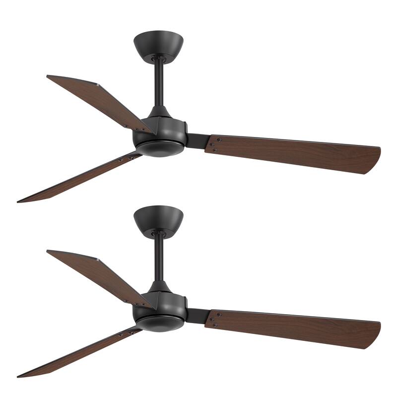 2 Set 52-inch Reversible 3-Blade Ceiling Fan No Light with Remote
