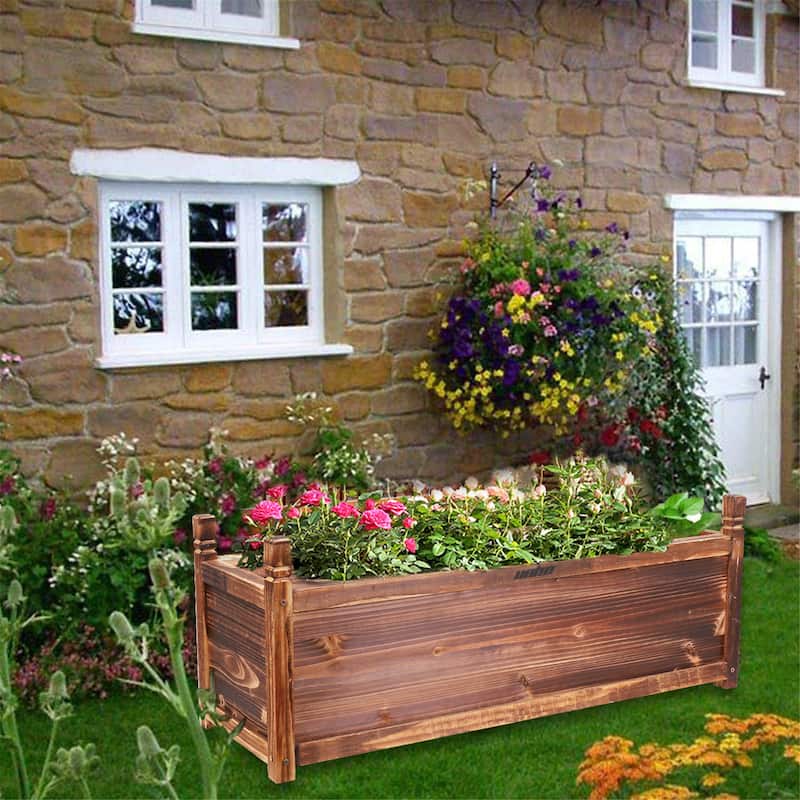Garden Flower Planter Raised Box Vegetable Bed for Garden Yard Patio - 35.4x11.8x13.3 inch