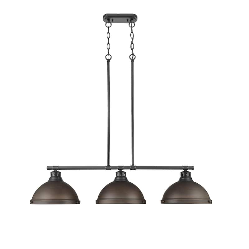Yep by Golden Lighting Duncan 3-light Island Light in Matte Black and Rubbed Bronze shade