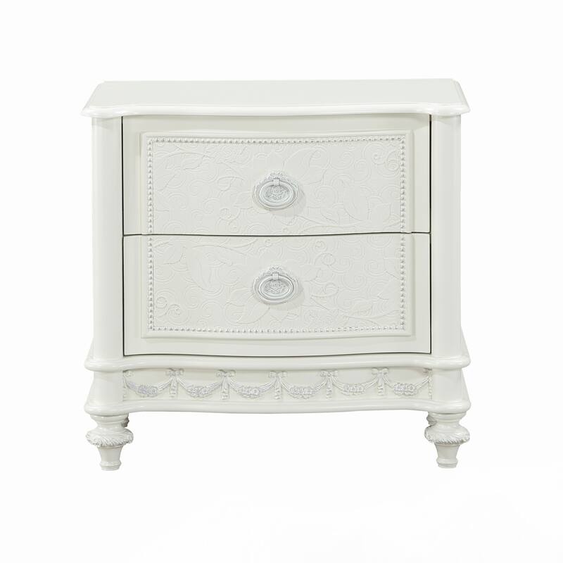 Dorothy Ivory Finish Nightstand W/2 Drawers