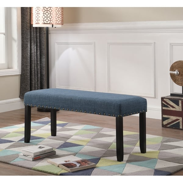 slide 1 of 16, Roundhill Furniture Biony Fabric Dining Bench with Nailhead Trim