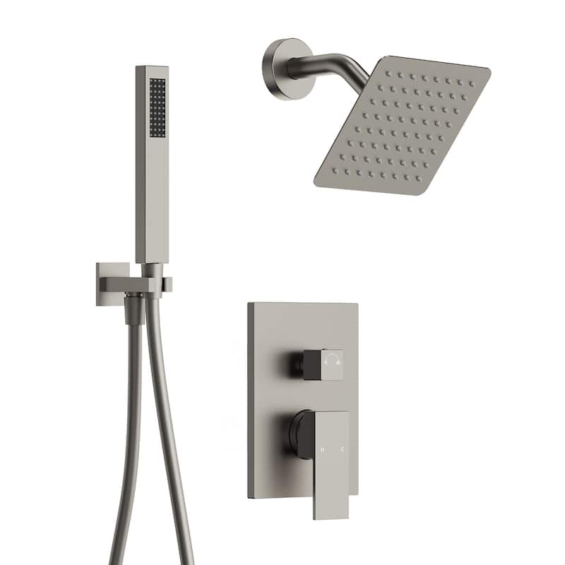 GRANDJOY 2-Function Rainfall Shower System with Handheld, Single Handle Wall-Mount Design - Chrome