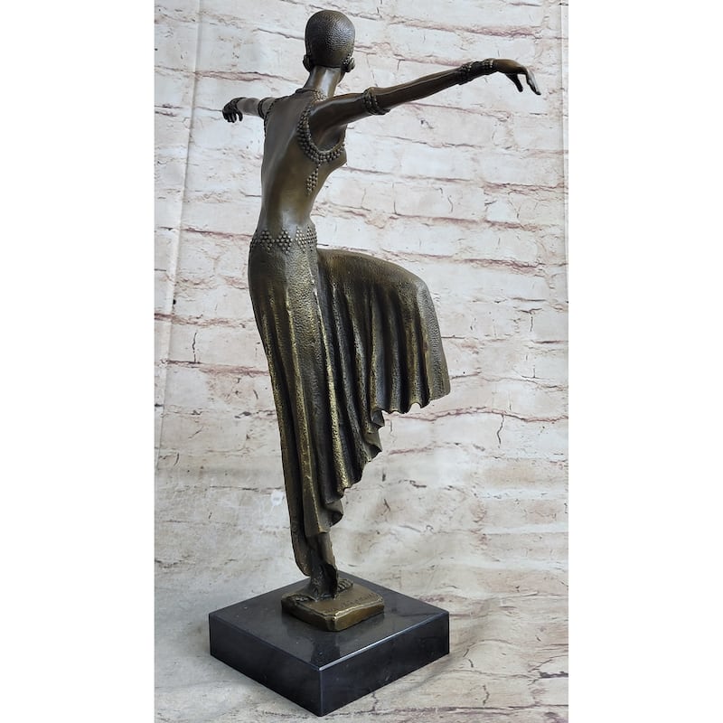 Turkish Dancer Art Deco Bronze Sculpture Statue By D.H. Chiparus On Marble Base