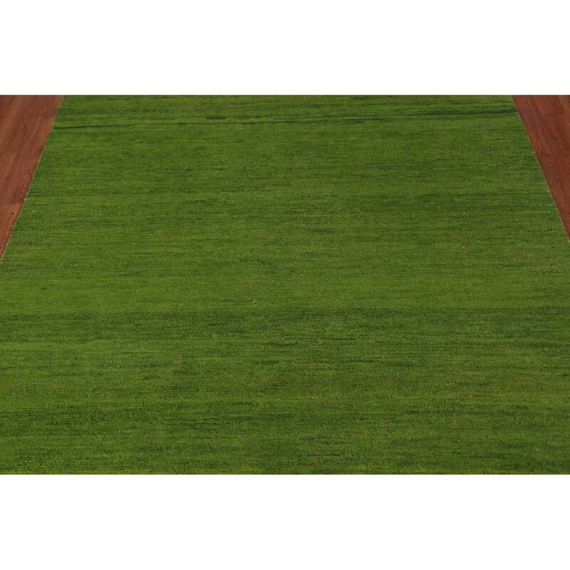 Modern Green Gabbeh Oriental Area Rug Handmade Wool Carpet - 5'4" x 7'9"