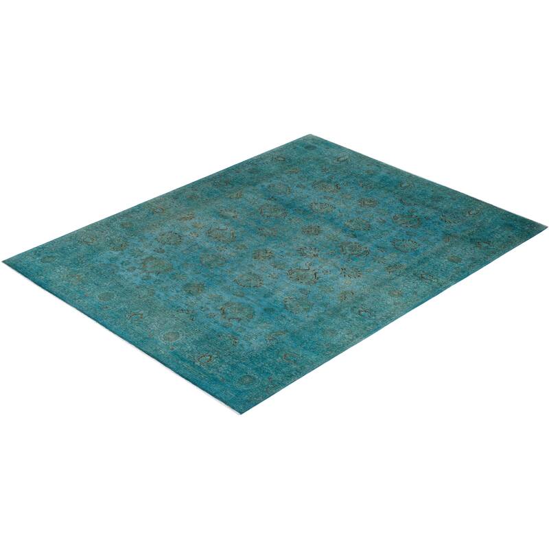 Overdyed, One-of-a-Kind Hand-Knotted Area Rug - Blue - 7' 10" x 10' 2"