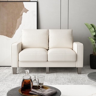 Modern Fabric Upholstered Loveseat Sofa Removable Cushions & Backrest ...