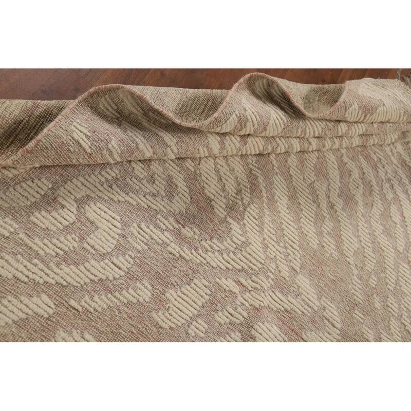 Earth Tone Abstract Moroccan Modern Area Rug Hand-Knotted Wool Carpet - 7'10" x 10'0"