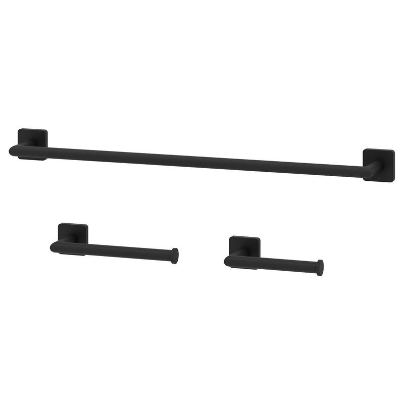 VIGO Satro 3-Piece Bathroom Hardware Accessory Set with 24 in. Towel Bar, Toilet Paper Holder, Hand Towel Holder - Matte Black