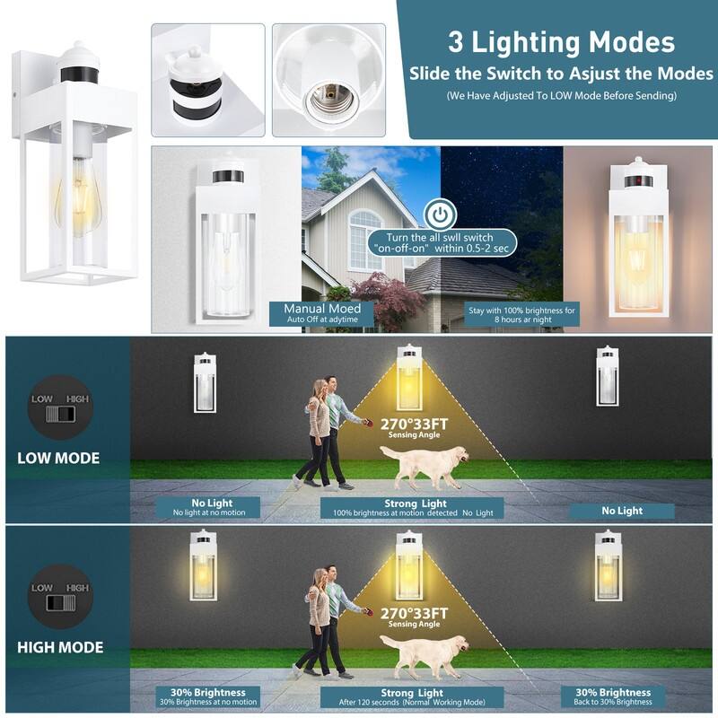 Smart Security Black Motion-Sensor Wall Lights for Your Outdoor Space 2-Pack